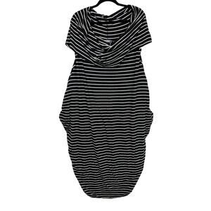 NWT Alembika Black White Cowl Neck Sleeveless Tapered Hem Dress Size 4 XL / 1X